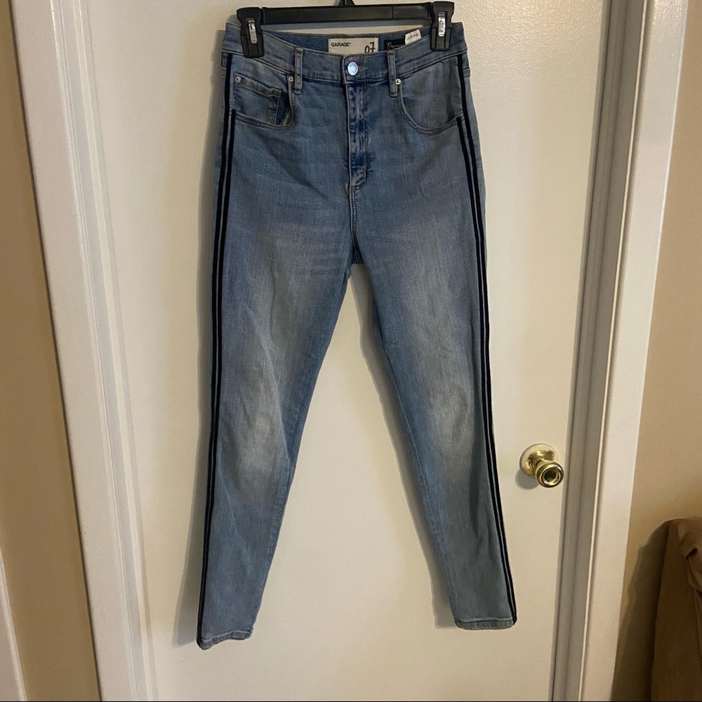 Garage Hi-Waist Jeggings w/ Velvet Stripe